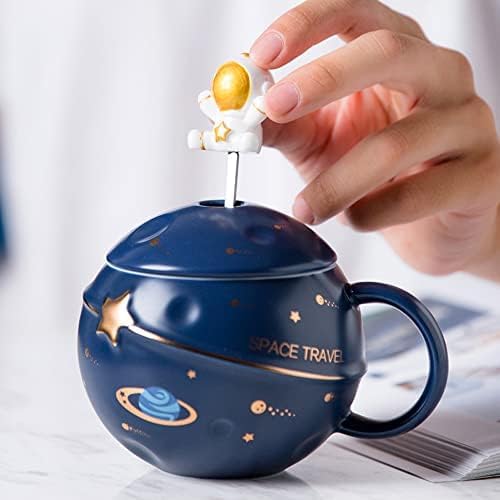 Yalucky Kawaii Astronaut Cup Space Embossed Planet Mug, Cute Ceramic Coffee Mug,