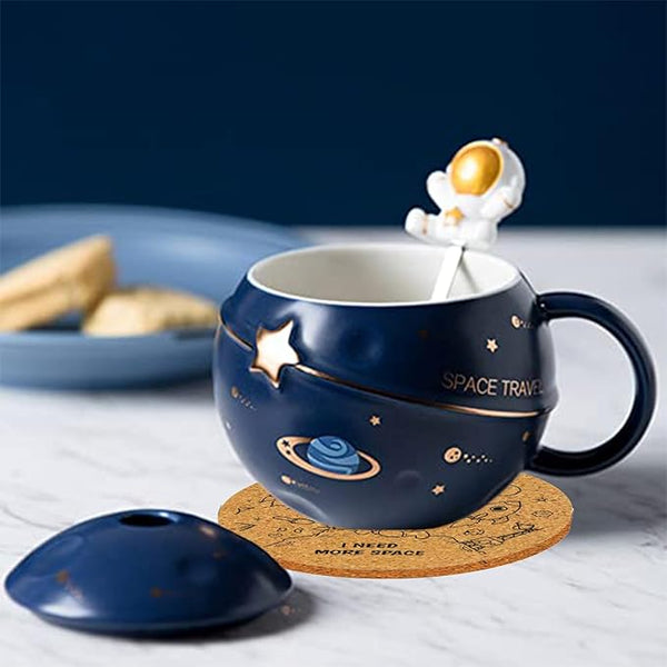 Yalucky Kawaii Astronaut Cup Space Embossed Planet Mug, Cute Ceramic Coffee Mug,