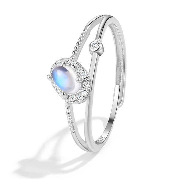Women's Design Ring Parallel Space-time Moonstone
