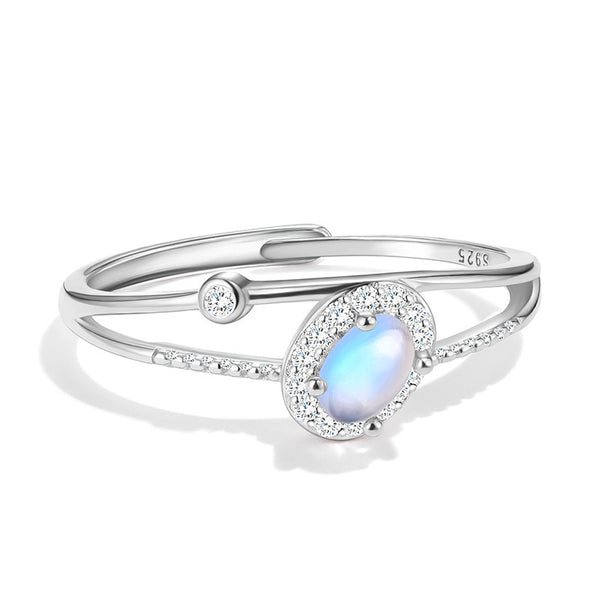 Women's Design Ring Parallel Space-time Moonstone
