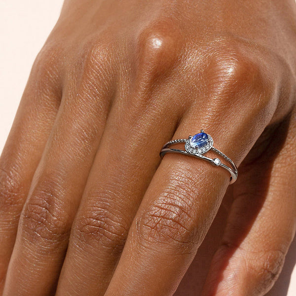 Women's Design Ring Parallel Space-time Moonstone