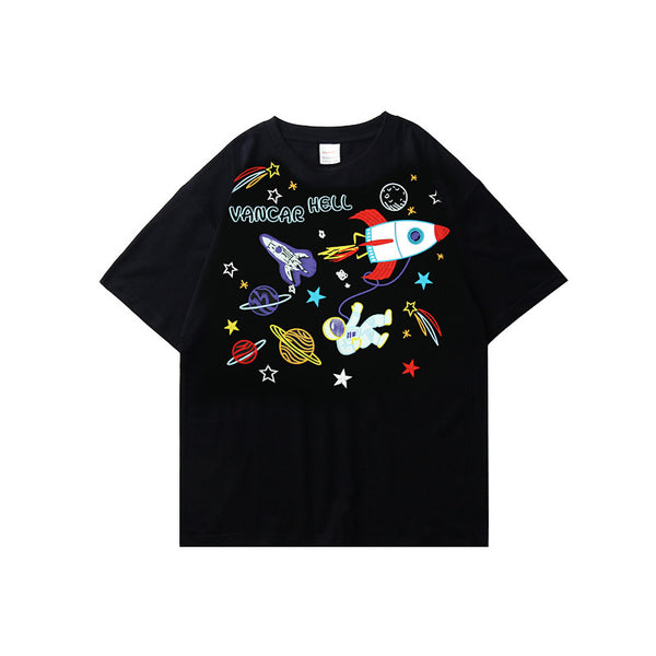 Space Astronaut Embroidered Short Sleeve T-Shirt