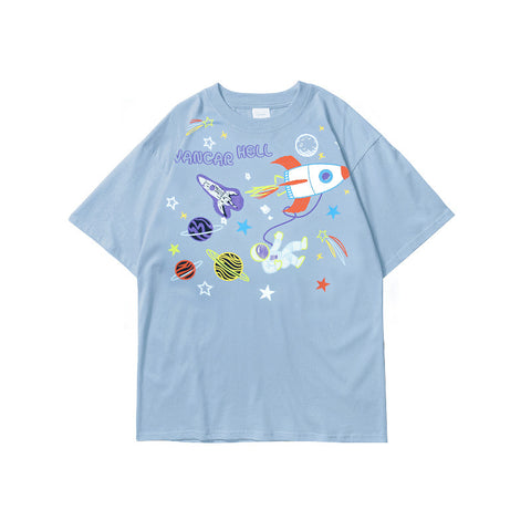 Space Astronaut Embroidered Short Sleeve T-Shirt