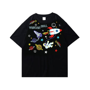 Space Astronaut Embroidered Short Sleeve T-Shirt