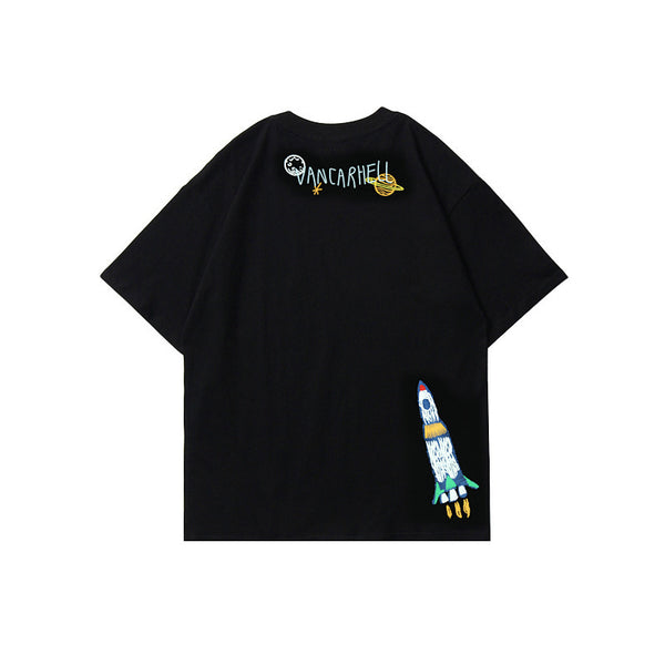 Space Astronaut Embroidered Short Sleeve T-Shirt