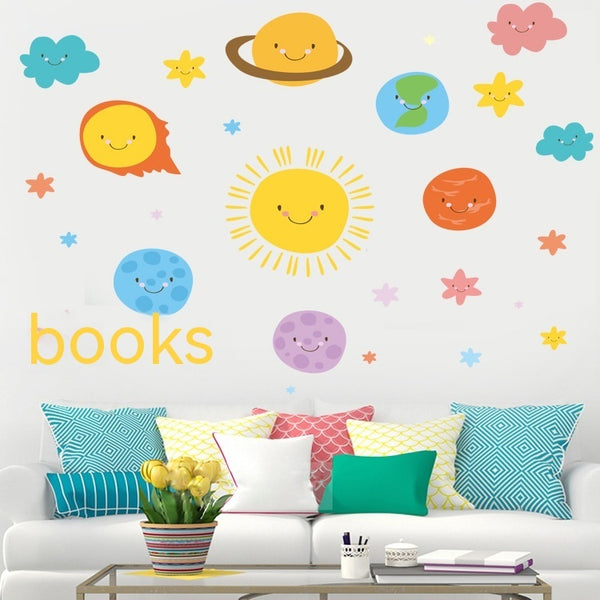 Cartoon Kindergarten Wall Stickers Universe Space Planet