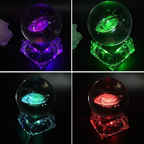 Galaxy Crystal Ball - 80mm(3 inch) Galaxy Balls for Kids with LED Lamp Base