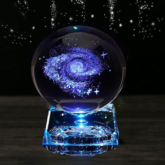 Galaxy Crystal Ball - 80mm(3 inch) Galaxy Balls for Kids with LED Lamp Base