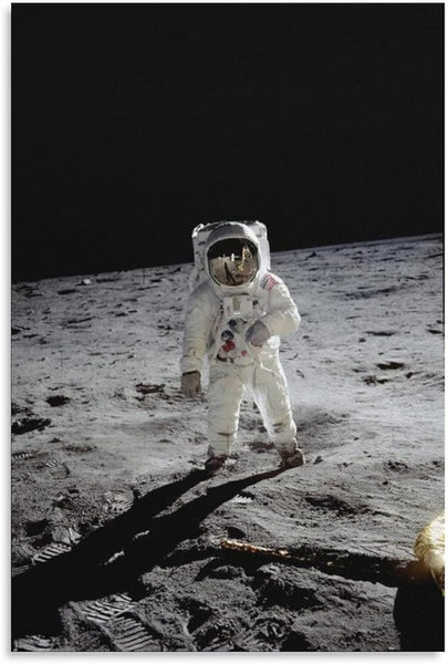 Astronaut Edwin 'Buzz' Aldrin Standing on The Moon after The Apollo 11 Landing Canvas Wall Art Bedroom Painting