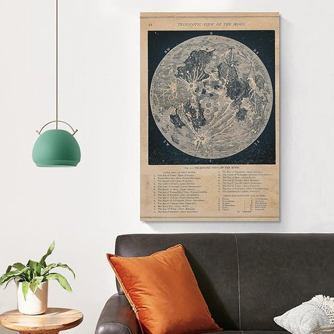 Vintage Posters Moon Map - Space Poster Moon Phase Poster Dark Academia Decor