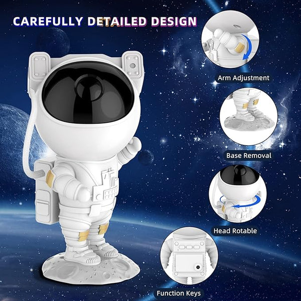 Astronaut Star Projector Night Light - Space Buddy Projector, Galaxy Starry Nebula Ceiling Projection Lamp with Timer and 360°Adjustable