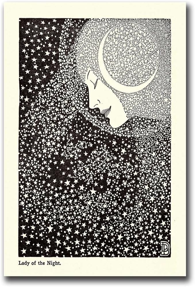 Poster Canvas Art Pictures Lady of the Night Print Celestial Print Astrology Print Astronomy Print Stars Goddess Art Deco Contemporary Living Room Bedroom Office Art Deco 12x18inch-without Frame