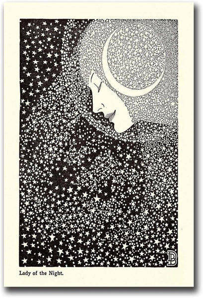 Poster Canvas Art Pictures Lady of the Night Print Celestial Print Astrology Print Astronomy Print Stars Goddess Art Deco Contemporary Living Room Bedroom Office Art Deco 12x18inch-without Frame