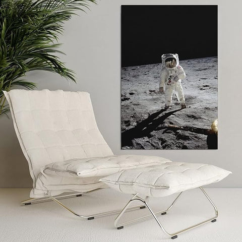 Astronaut Edwin 'Buzz' Aldrin Standing on The Moon after The Apollo 11 Landing Canvas Wall Art Bedroom Painting