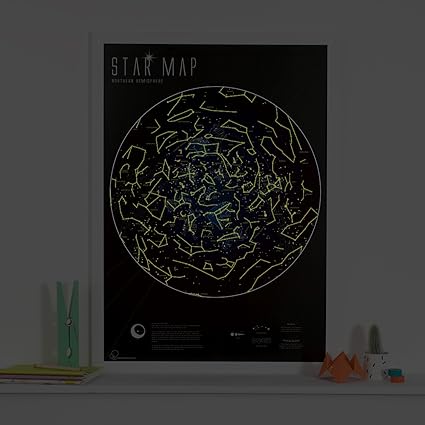 Maps International Glow in the Dark Poster - Astronomy Gifts - Stars & Constellations Map - 59 x 84 cm