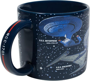 The Unemployed Philosophers Guild Starships of Star Trek Coffee Mug - Different Iconic Ships from Across The Ages - Comes in a Fun Gift Box, 14 oz