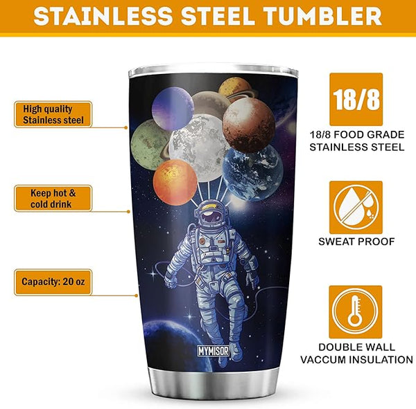 MYMISOR Astronaut Tumbler Space Explorer Galaxy Coffee Cup Insulated Travel Mug