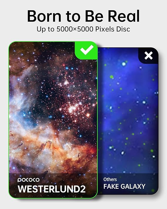 POCOCO Galaxy Star Projector for Bedroom with Replaceable Optical Film Discs, Home Planetarium Night Light Projector with High-Definition Soft Light for Relax, Study, and Meditate, Stress Relief Gifts