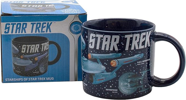 The Unemployed Philosophers Guild Starships of Star Trek Coffee Mug - Different Iconic Ships from Across The Ages - Comes in a Fun Gift Box, 14 oz