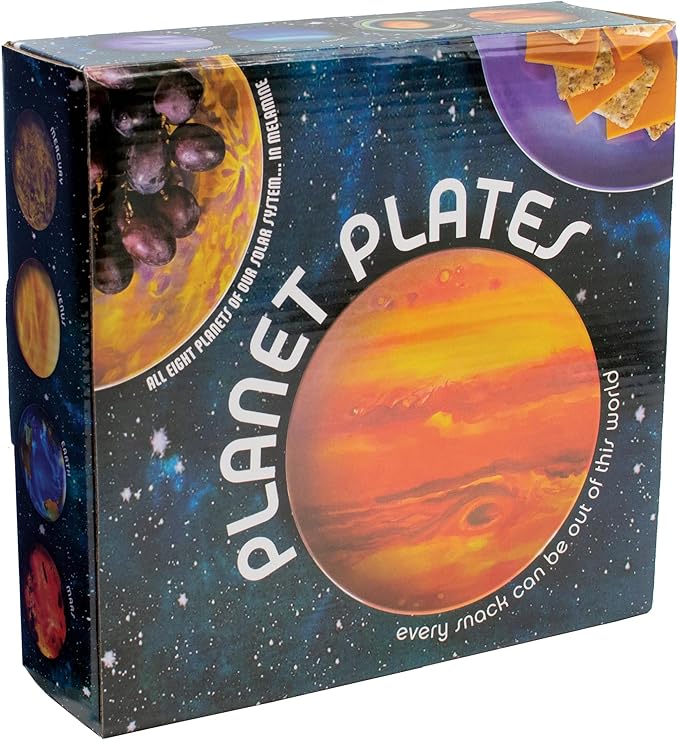 Planet Plates Set - Eight 10 Inch Melamine Astronomy Dinner Plates