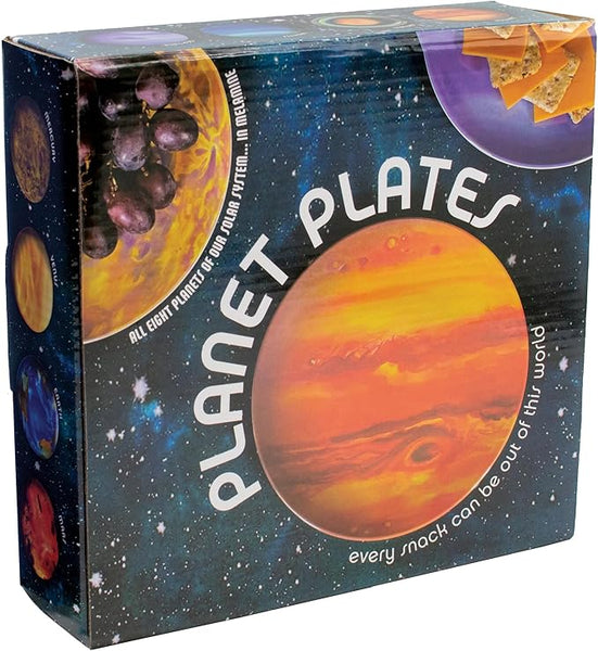 Planet Plates Set - Eight 10 Inch Melamine Astronomy Dinner Plates