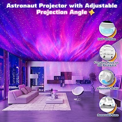 CIMELR Astronaut Star Projector Night Light - Space Projector Galaxy Light Nebula Ceiling Projection Lamp with Timer, Remote and 360°Adjustable