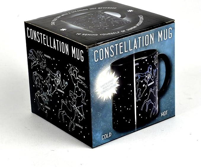 Heat Changing Constellation Mug - Add Coffee or Tea and 11 Constellations Appear - Comes in a Fun Box