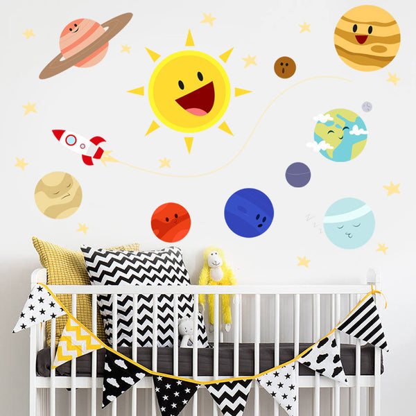 Cartoon Kindergarten Wall Stickers Universe Space Planet