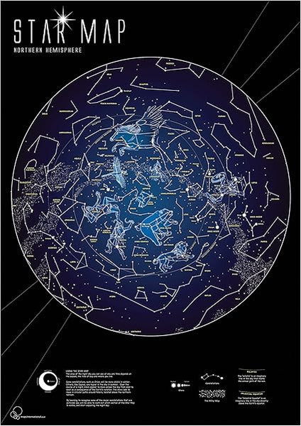 Maps International Glow in the Dark Poster - Astronomy Gifts - Stars & Constellations Map - 59 x 84 cm