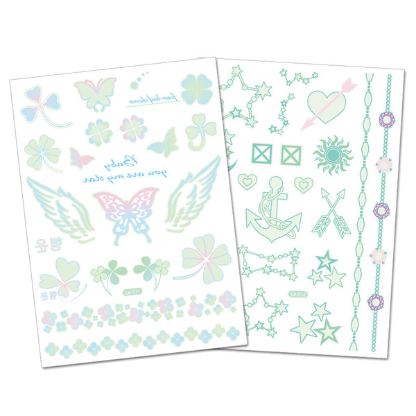 Fluorescent Tattoo Sticker Space Butterfly