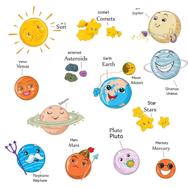 Cartoon Kindergarten Wall Stickers Universe Space Planet