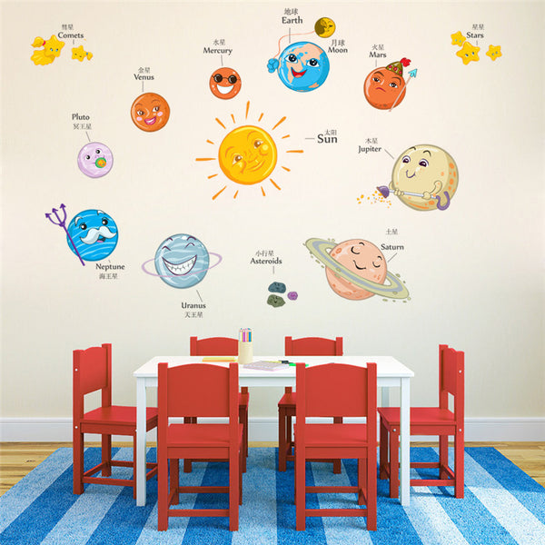 Cartoon Kindergarten Wall Stickers Universe Space Planet